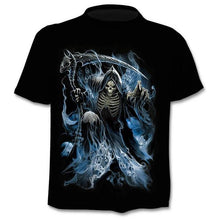 Load image into Gallery viewer, 2020 nouveau Design t-shirt hommes/femmes en métal lourd faucheuse crâne 3D imprimé t-shirts décontracté Harajuku style t-shirt haut
